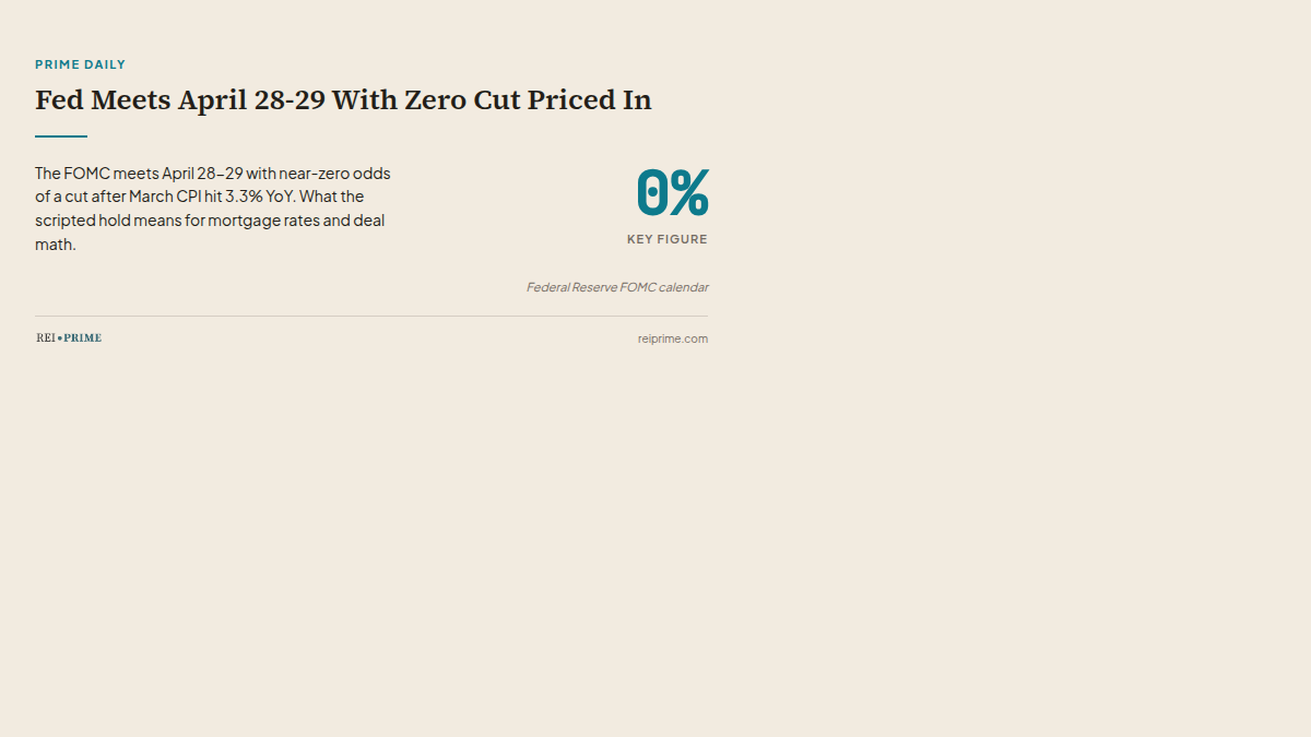 Fed Meets April 28-29 With Zero Cut Priced In